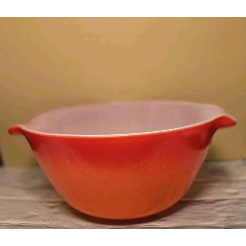 Anchor Hocking Fire King Ware Cinderella Orange Ombre Bowl With Handles 1.5...